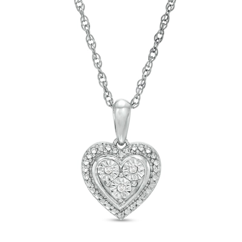 Main Image 1 of Diamond Accent Heart Pendant in Sterling Silver