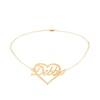 Thumbnail Image 3 of Script Name Heart Outline Anklet in Sterling Silver with 14K Yellow or Rose Gold Plate (1 Line) - 10&quot;