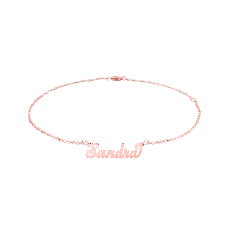 Zales Outlet Script Monogram Anklet in Sterling Silver with 14K Yellow or Rose Gold Plate (1 Line) - 10