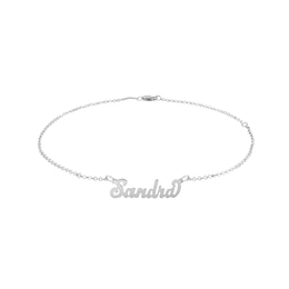 Script Name Anklet in Sterling Silver (1 Line) - 10&quot;