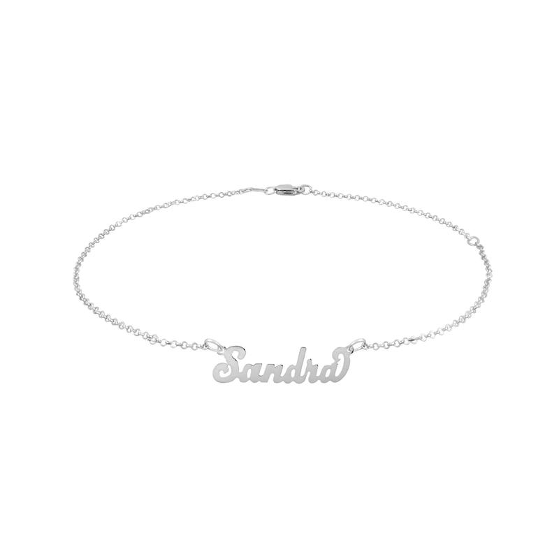 Main Image 1 of Script Name Anklet in Sterling Silver (1 Line) - 10&quot;