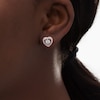 Thumbnail Image 2 of 1/6 CT. T.W. Diamond Heart Stud Earrings in Sterling Silver and 10K Rose Gold