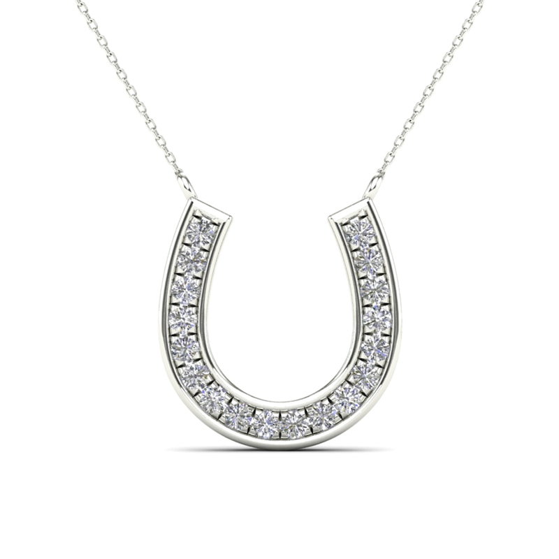 1/5 CT. T.W. Diamond Horse Shoe Necklace in 14K White Gold | Zales Outlet