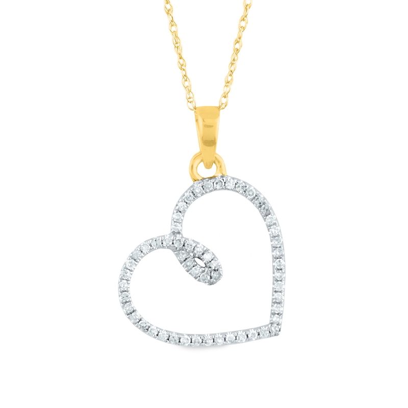 1 5 Ct. T.w. Diamond Tilted Heart Pendant In 14k Gold 