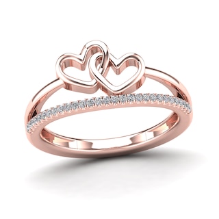 Rose Gold Plated Silver Diamond Pavé Heart Ring | Burton's