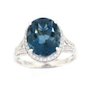 Thumbnail Image 1 of Oval London Blue Topaz and 1/3 CT. T.W. Diamond Frame Split Shank Ring in 14K White Gold