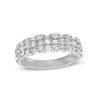Thumbnail Image 0 of 1 CT. T.W. Baguette and Round Diamond Alternating Multi-Row Band in 10K White Gold