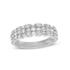 Thumbnail Image 1 of 1 CT. T.W. Baguette and Round Diamond Alternating Multi-Row Band in 10K White Gold