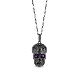 Enchanted Disney Villains Dr. Facilier Amethyst and 1/10 CT. T.W. Black Diamond Pendant in Sterling Silver