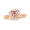 Thumbnail Image 1 of 6.0mm Cushion-Cut Morganite and 1/6 CT. T.W. Diamond Frame Ring in 10K Rose Gold