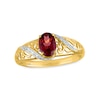 Thumbnail Image 0 of Oval Garnet and 1/20 CT. T.W. Diamond Bypass Swirl Filigree Open Shank Ring in 14K Gold