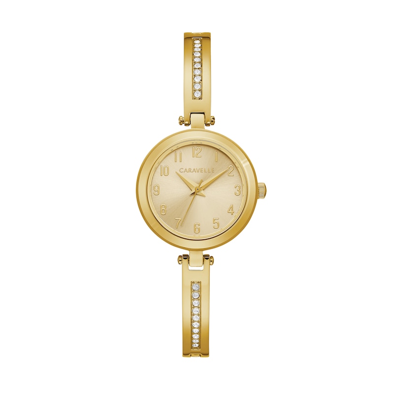 Main Image 2 of Ladies' Caravelle by Bulova Crystal Accent Gold-Tone Bangle Watch and Bangle Box Set (Model: 44X100)