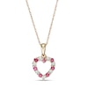 Thumbnail Image 0 of Ruby and Diamond Accent Alternating Heart Outline Pendant in 10K Gold