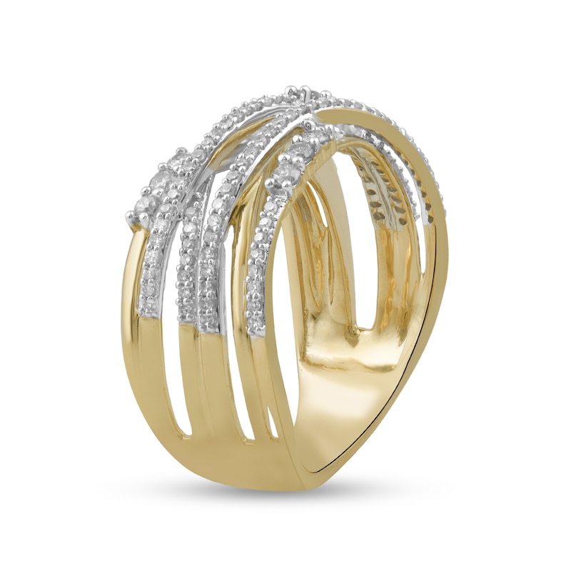 1/2 CT. T.W. Diamond Orbit Multi-Row Crossover Ring in 10K Gold | Zales ...