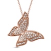 Thumbnail Image 1 of 1/4 CT. T.W. Diamond Butterfly Pendant in 10K Rose Gold