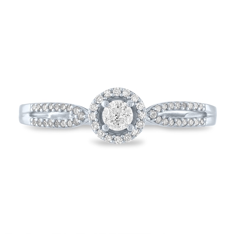 Main Image 3 of 1/5 CT. T.W. Diamond Frame Split Shank Promise Ring in 10K White Gold