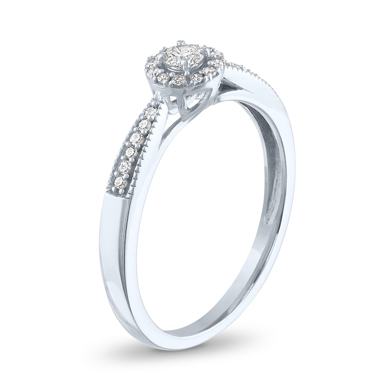 Main Image 2 of 1/5 CT. T.W. Diamond Frame Vintage-Style Promise Ring in 10K White Gold