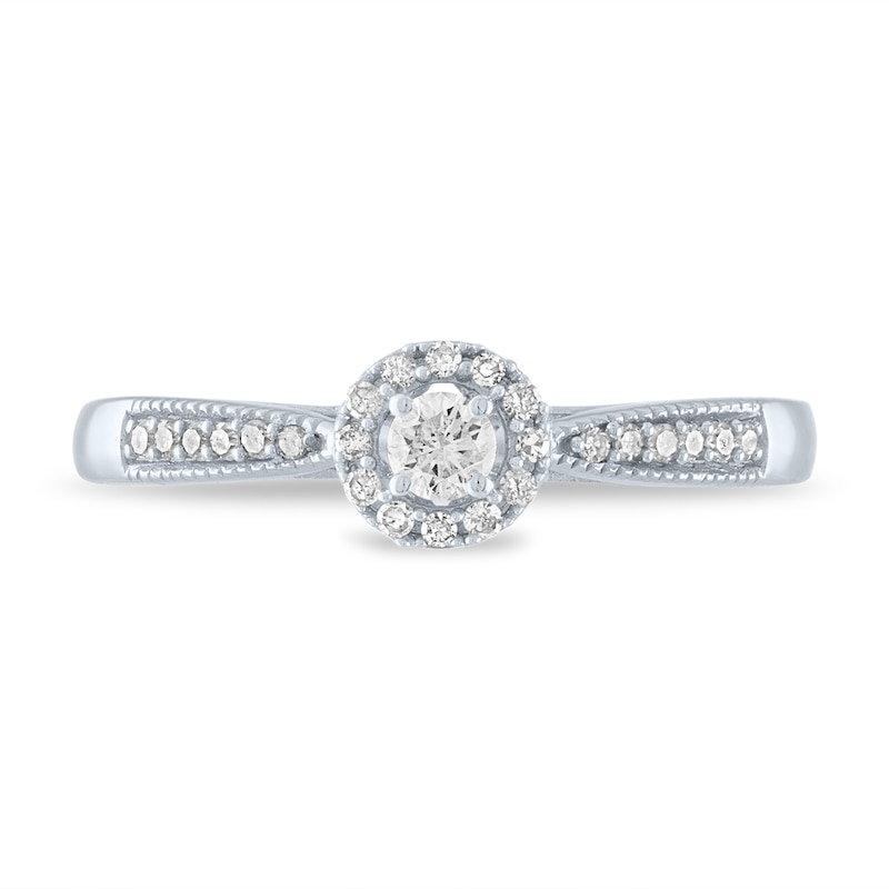 Main Image 3 of 1/5 CT. T.W. Diamond Frame Vintage-Style Promise Ring in 10K White Gold