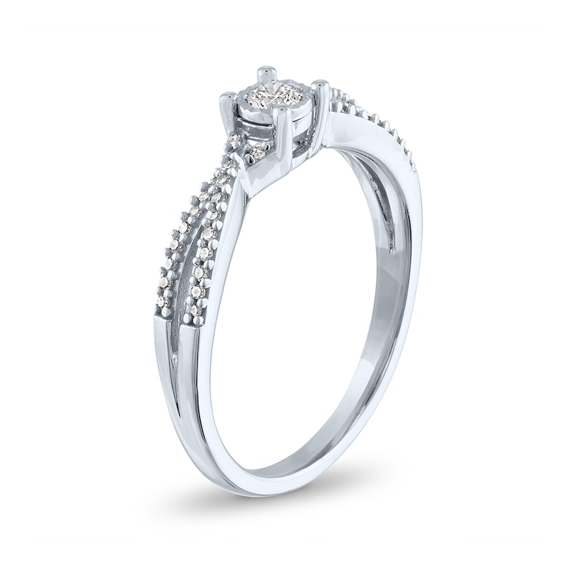 Main Image 2 of 1/5 CT. T.W. Diamond Twist Split Shank Promise Ring in 10K White Gold