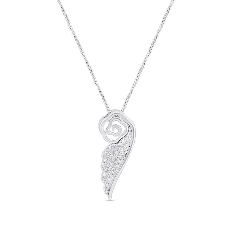 1/10 CT. T.W. Diamond Wing Pendant in Sterling Silver