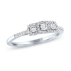 Thumbnail Image 1 of 1/4 CT. T.W. Diamond Three Stone Cushion Frame Promise Ring in 10K White Gold