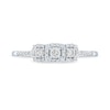 Thumbnail Image 3 of 1/4 CT. T.W. Diamond Three Stone Cushion Frame Promise Ring in 10K White Gold