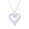 Thumbnail Image 0 of 1/4 CT. T.W. Diamond Three Row Ribbon Heart Pendant in Sterling Silver