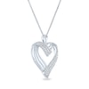 Thumbnail Image 1 of 1/4 CT. T.W. Diamond Three Row Ribbon Heart Pendant in Sterling Silver