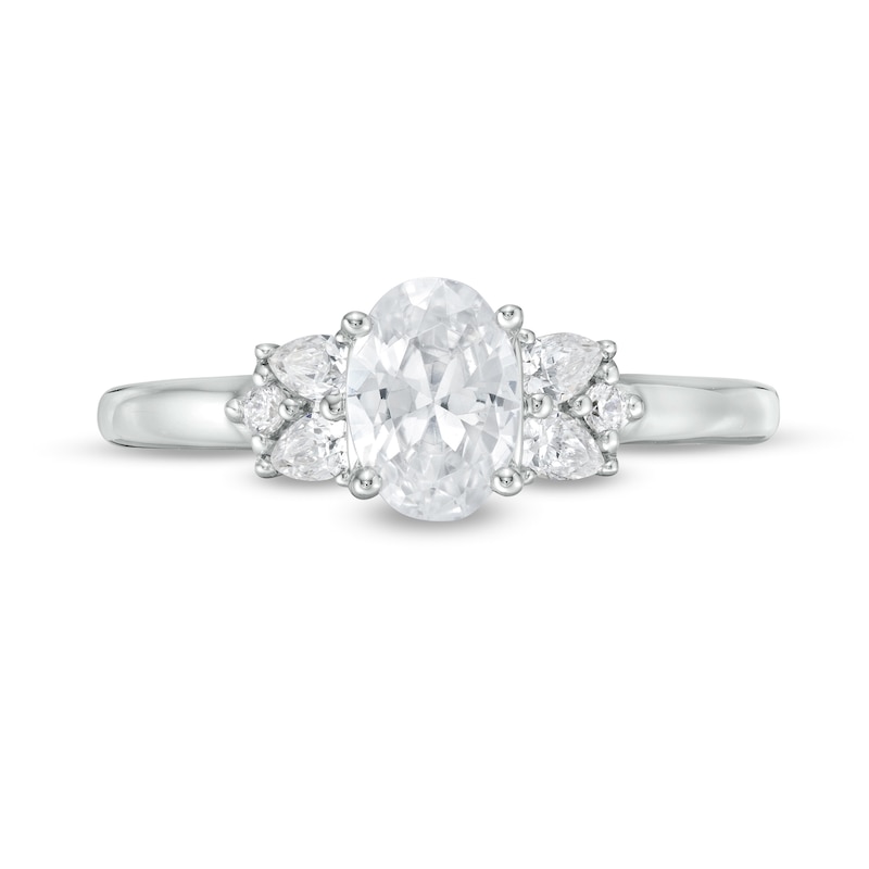 Main Image 4 of Vera Wang Love Collection 1 CT. T.W. Oval Diamond Tri-Sides Engagement Ring in 14K White Gold