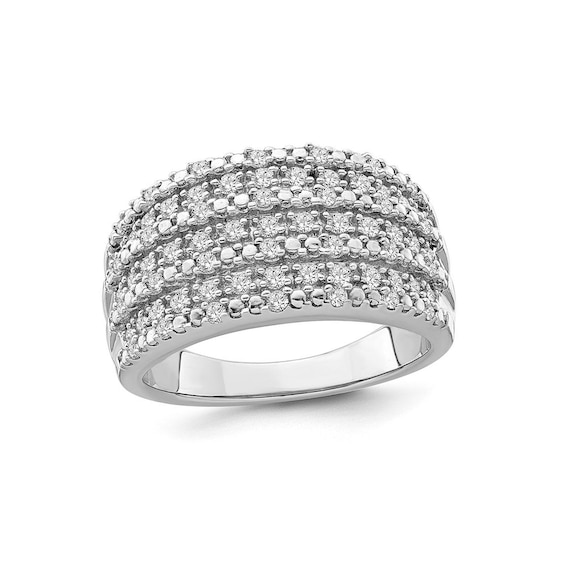 1/2 CT. T.W. Diamond Multi-Row Ring in Sterling Silver - Size 7 | Zales ...