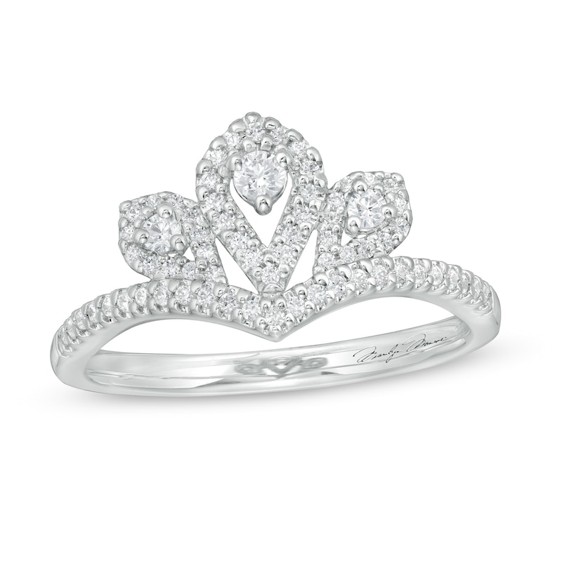 Marilyn Monroe™ Collection 1/3 CT. T.W. Diamond Crown Ring in 10K White Gold