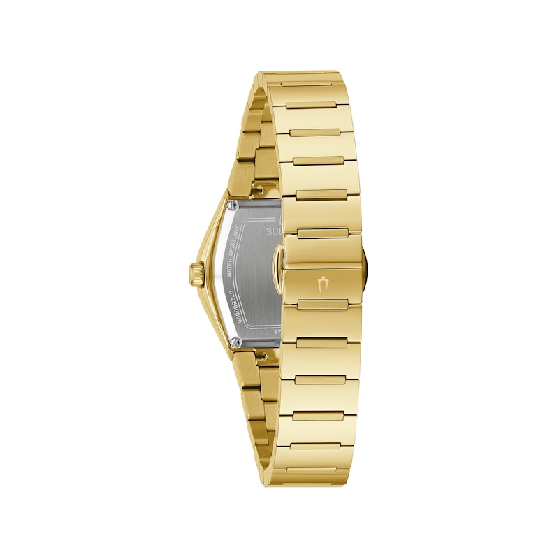 Main Image 3 of Ladies' Bulova Gemini Gold-Tone Watch with Tonneau Black Dial (Model: 97L164)