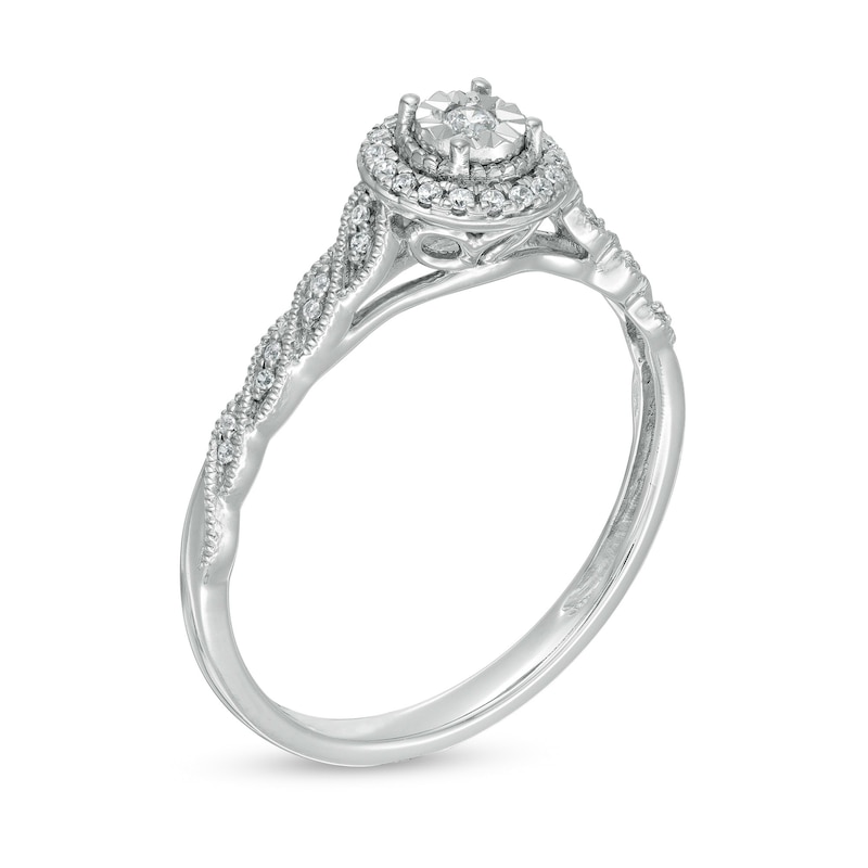 Main Image 2 of 1/10 CT. T.W. Composite Diamond Frame Cascading Shank Ring in Sterling Silver