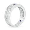 Thumbnail Image 3 of Vera Wang Love Collection Men's Square-Cut Blue Sapphire and 3/4 CT. T.W. Diamond Wedding Band in 14K White Gold