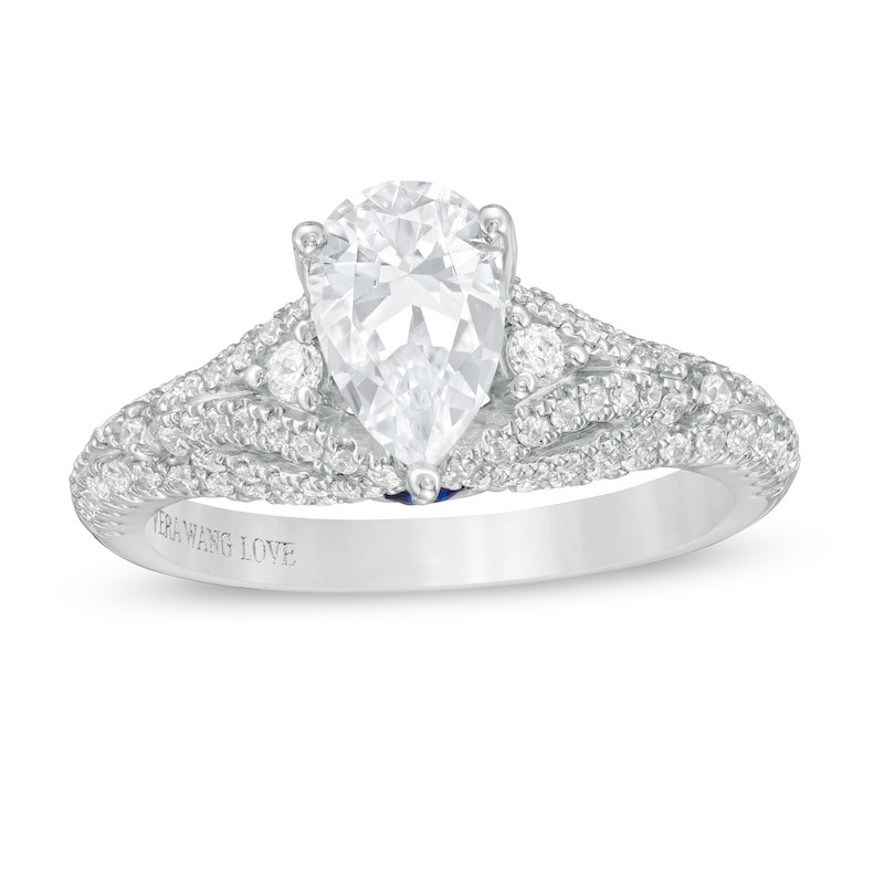 Main Image 1 of Vera Wang Love Collection 1-1/2 CT. T.W. Certified Pear-Shaped Diamond Engagement Ring in 14K White Gold (I/SI2)