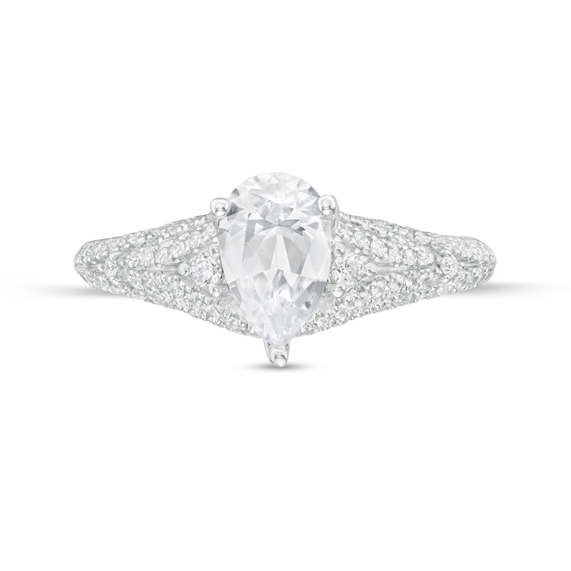 Main Image 4 of Vera Wang Love Collection 1-1/2 CT. T.W. Certified Pear-Shaped Diamond Engagement Ring in 14K White Gold (I/SI2)