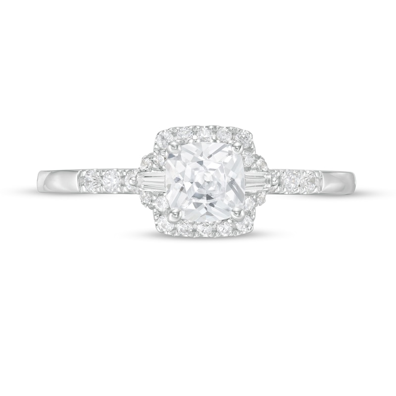 Main Image 4 of Vera Wang Love Collection 3/4 CT. T.W. Cushion-Cut Diamond Collar Engagement Ring in 14K White Gold