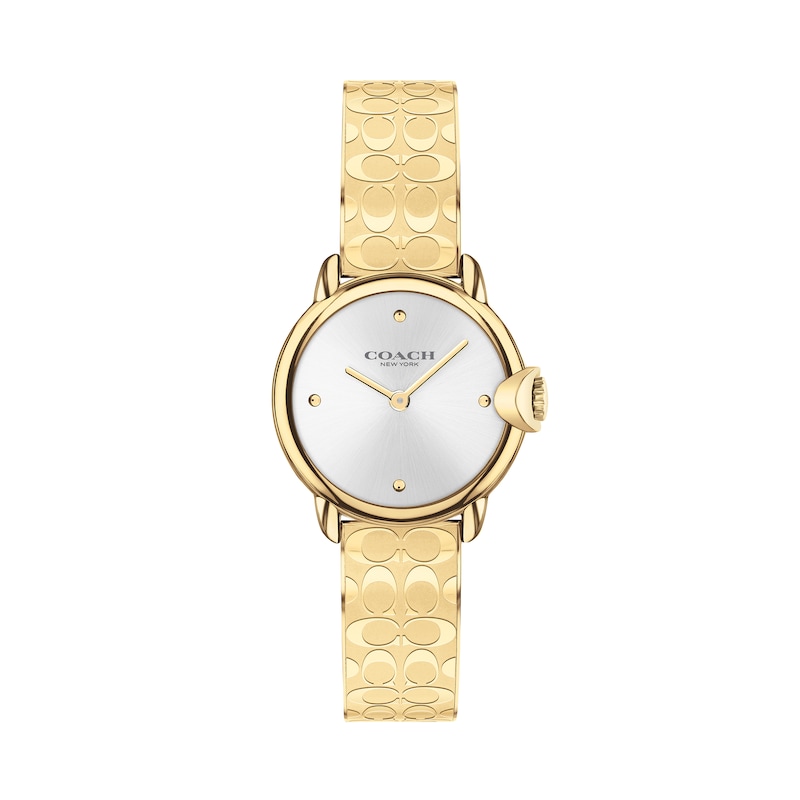 Main Image 1 of Ladies' Coach Arden Gold-Tone IP Bangle Watch with Silver-Tone Dial (Model: 14503692)