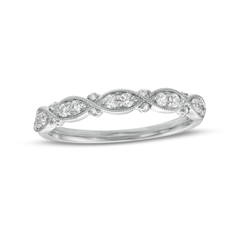 Main Image 1 of 1/4 CT. T.W. Diamond Duos Vintage-Style Band in 10K White Gold