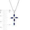 Thumbnail Image 3 of Marquise Blue and White Lab-Created Sapphire Cross Pendant in Sterling Silver