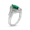 Thumbnail Image 2 of Marquise Lab-Created Emerald and White Lab-Created Sapphire Bypass Frame Double Row Split Shank Ring in Sterling Silver