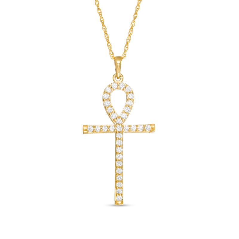 Main Image 1 of 1/3 CT. T.W. Diamond Ankh Cross Pendant in 10K Gold