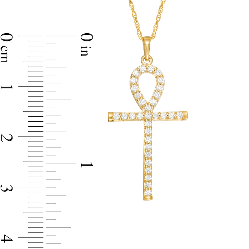 Main Image 3 of 1/3 CT. T.W. Diamond Ankh Cross Pendant in 10K Gold