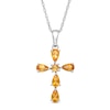 Thumbnail Image 1 of Pear-Shaped and Round Citrine Cross Pendant in Sterling Silver