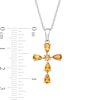 Thumbnail Image 3 of Pear-Shaped and Round Citrine Cross Pendant in Sterling Silver