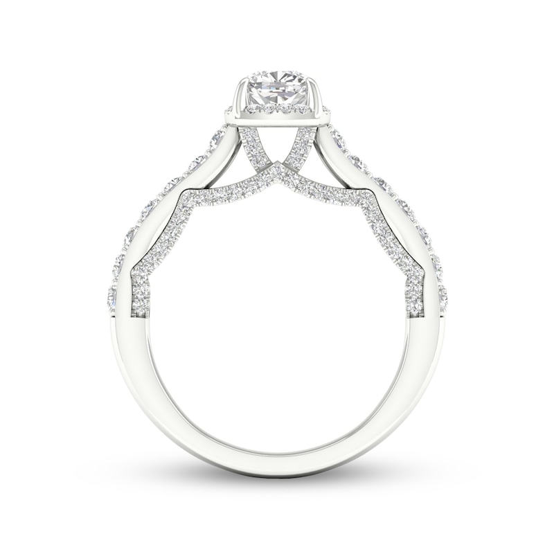 Trouvaille Collection 1-1/4 CT. T.W. DeBeers®-Graded Diamond Frame Engagement Ring in Platinum (F/I1)