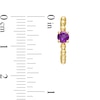 Thumbnail Image 3 of 4.0mm Amethyst Solitaire and Beaded Hoop Earrings in 10K Gold