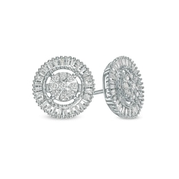 1/2 CT. T.W. Multi-Diamond Frame Stud Earrings in 10K White Gold