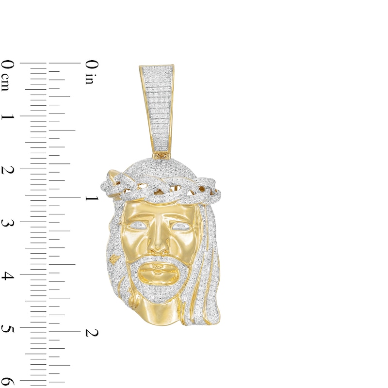 Main Image 2 of Men's 1-1/2 CT. T.W. Diamond Jesus Head Necklace Charm in 10K Gold