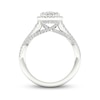 Thumbnail Image 3 of Trouvaille Collection 1-1/2 CT. T.W. DeBeers®-Graded Oval Diamond Frame Multi-Row Engagement Ring in Platinum (F/SI2)